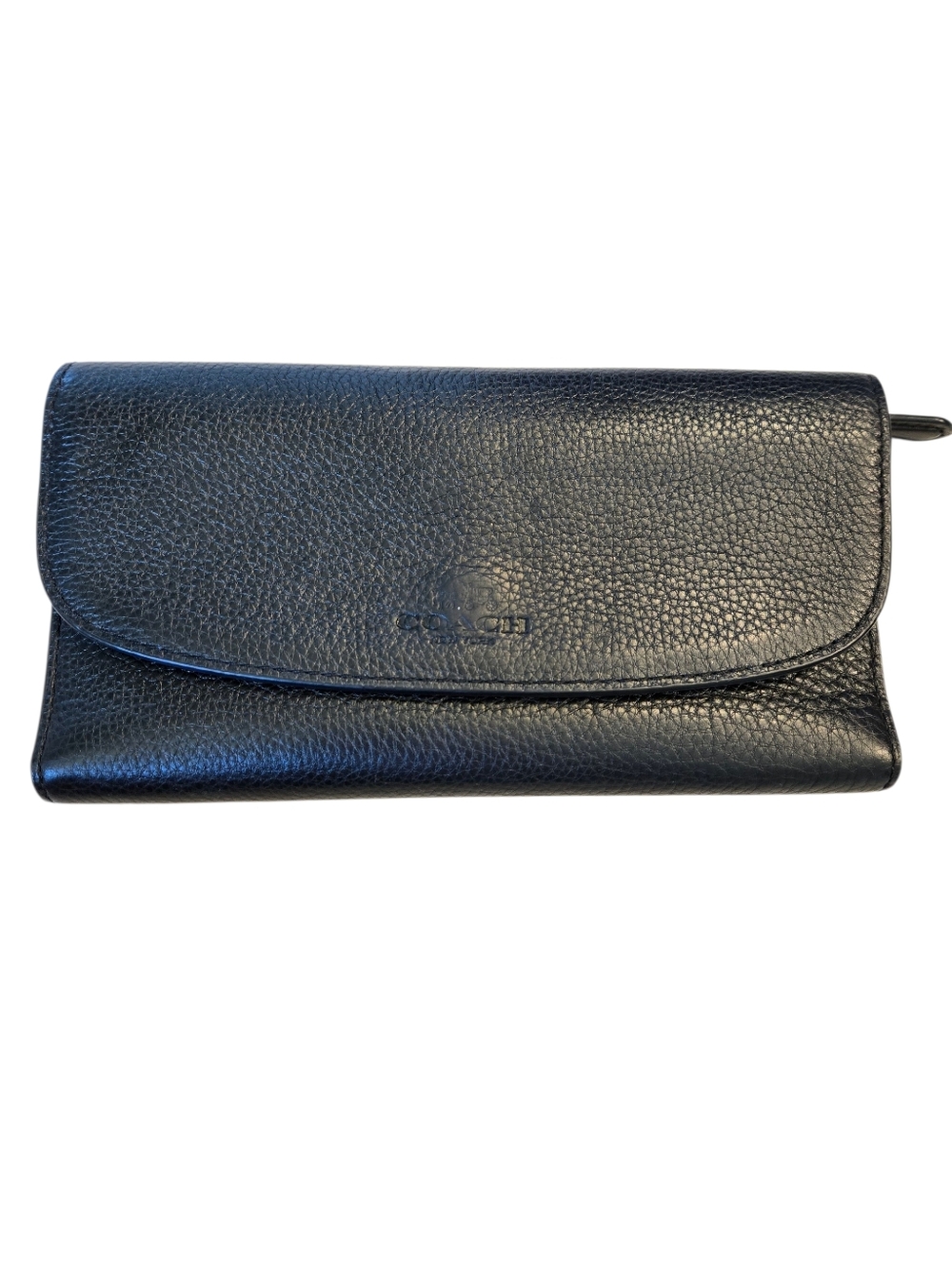Coach Black Pebbled Leather Fold-Over Wallet